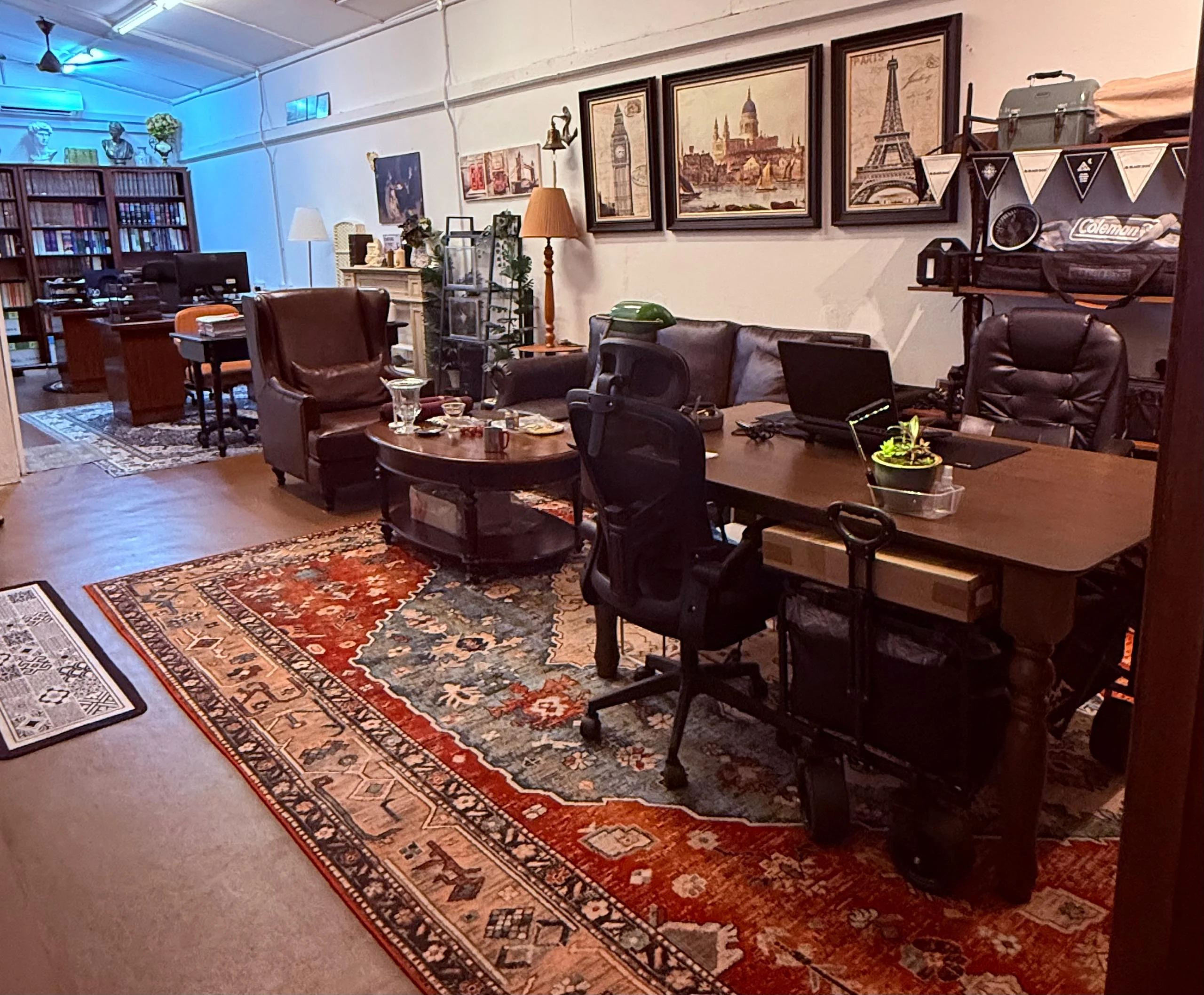 meeting room and staff desk